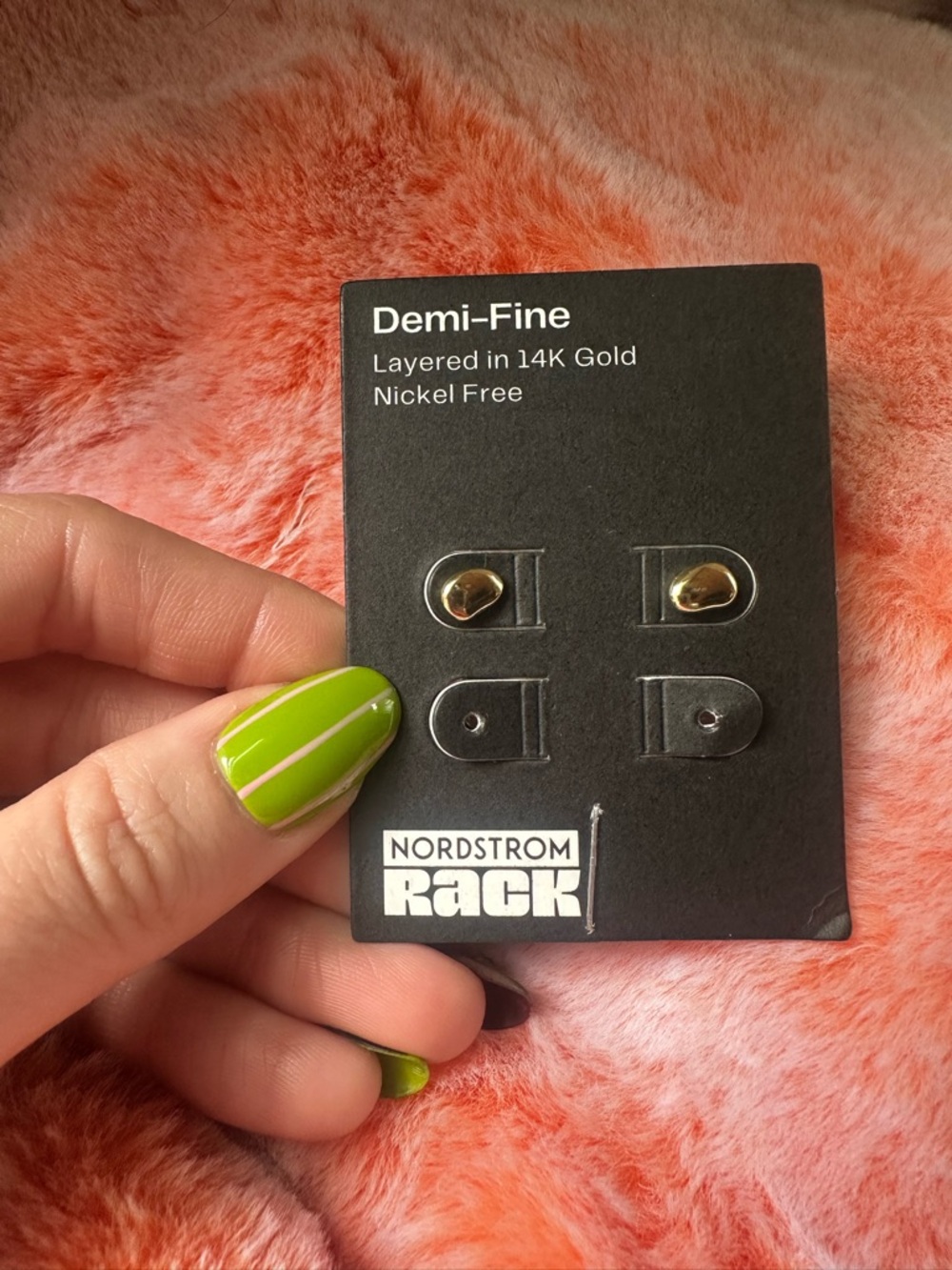 NWT Nordstrom Rack  Demi Fine Layered In 14k Gold Mini Bean Studs $60 MSRP